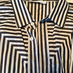 Donna Karan Black and White Striped Shirt